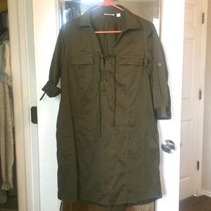New York & Company Olive Green Military Dress